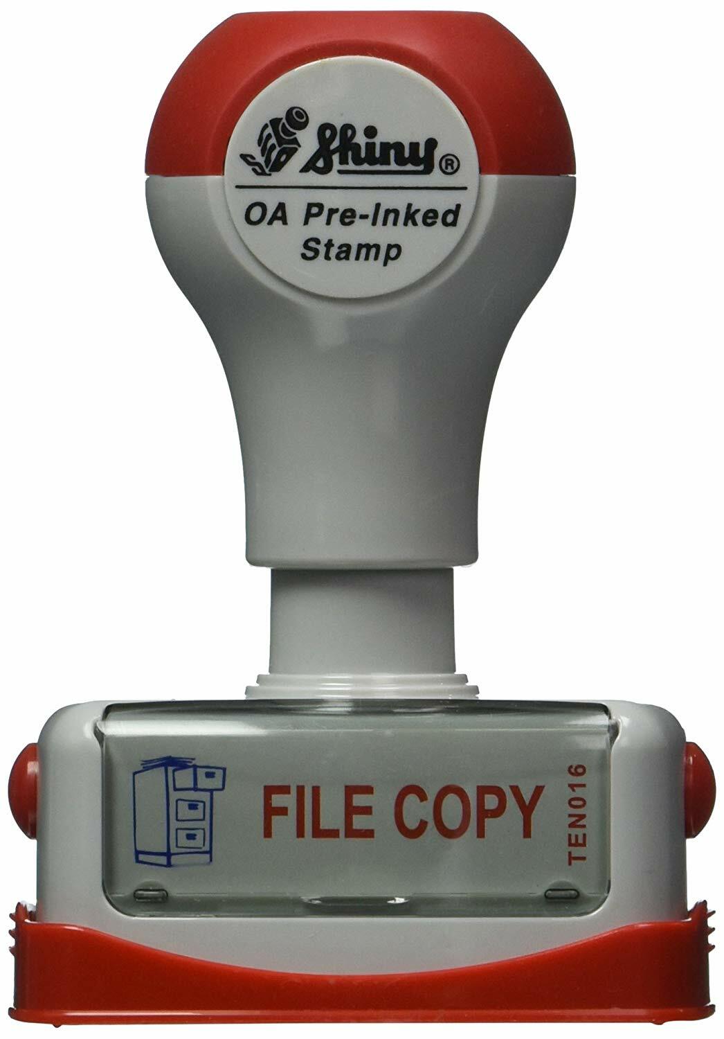 FILE COPY Two Color Preinked Title Stamp by Shiny (TEN016)