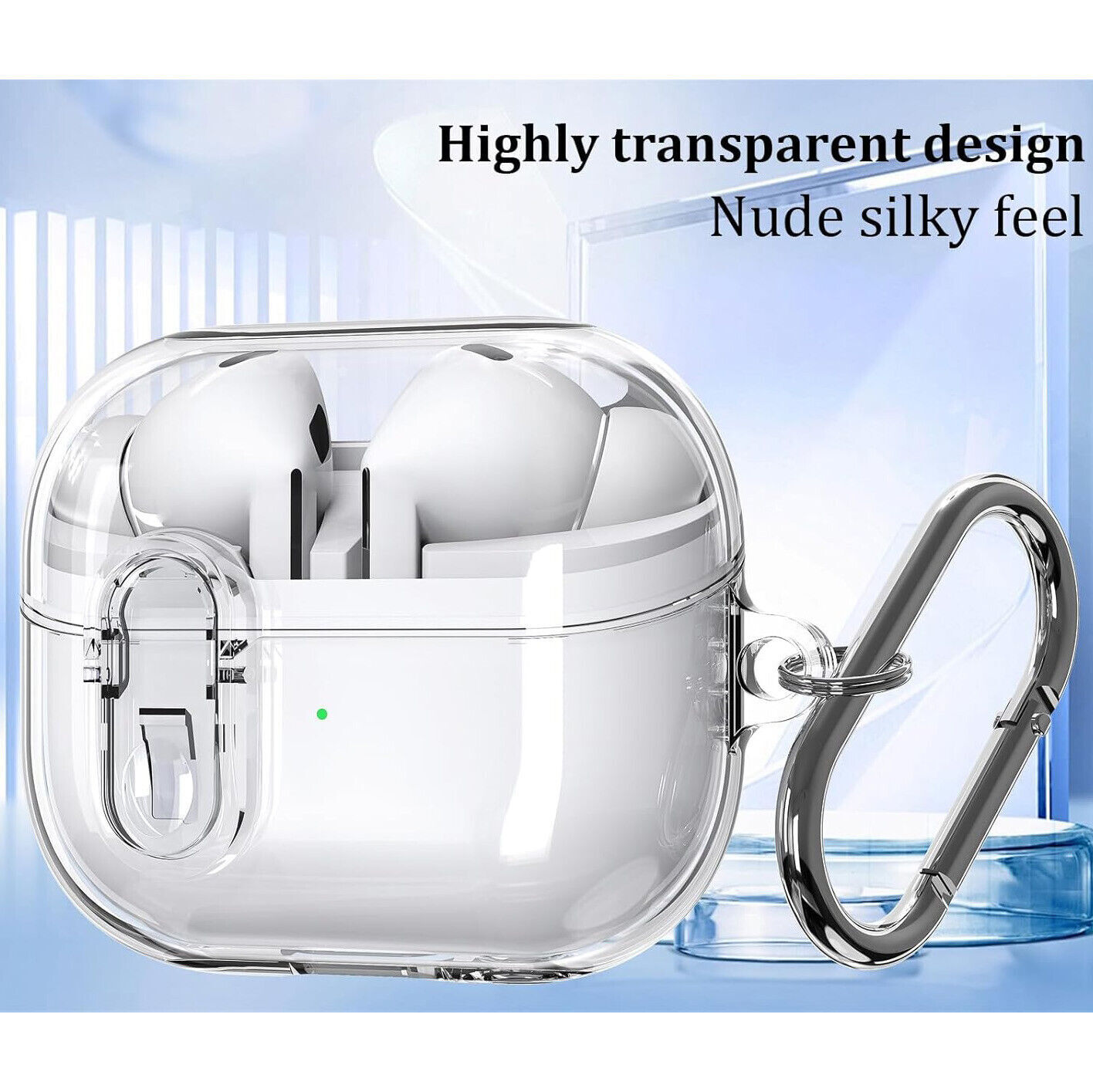 For Samsung Galaxy Buds 3 /3 Pro Shockproof Clear Secure Lock Case with Keychain