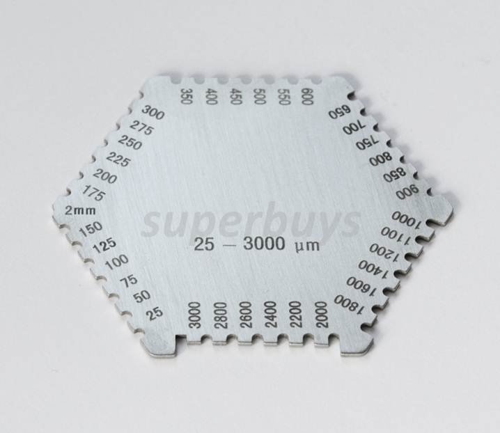 Welding Gauge Gage Wet Film  Comb 25-3000um Hexagonal Stnlss Steel Elcometer 112