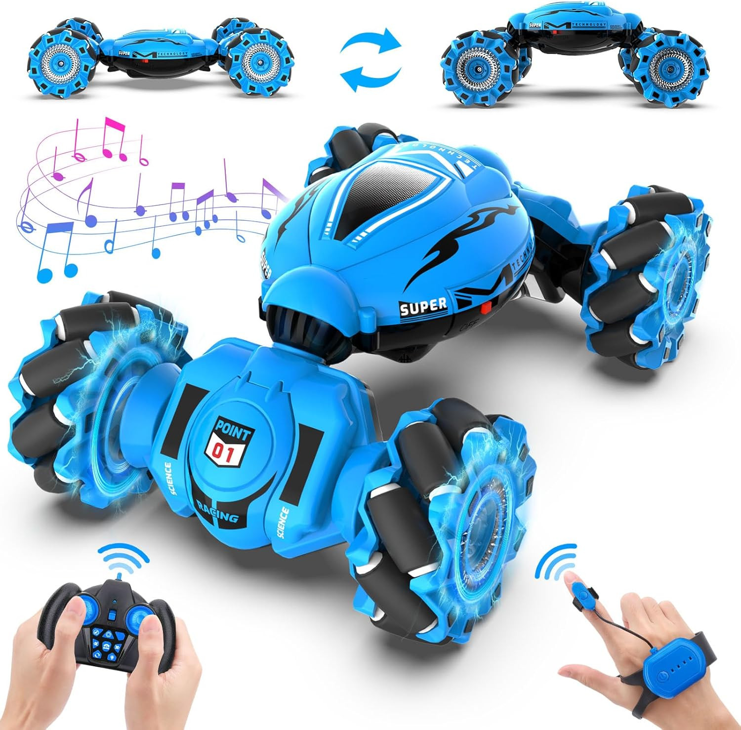 Gesture RC Car, Gesture Sensing RC Stunt Car Toys for Kids 6-12 Yr, 2.4Ghz 4WD H