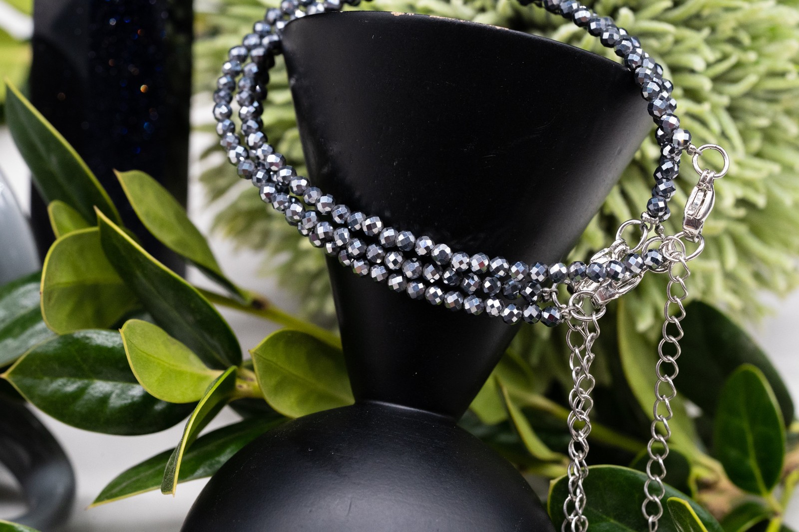 Hematite Crystal Sparkling Faceted Seed Beads Crystal Bracelet