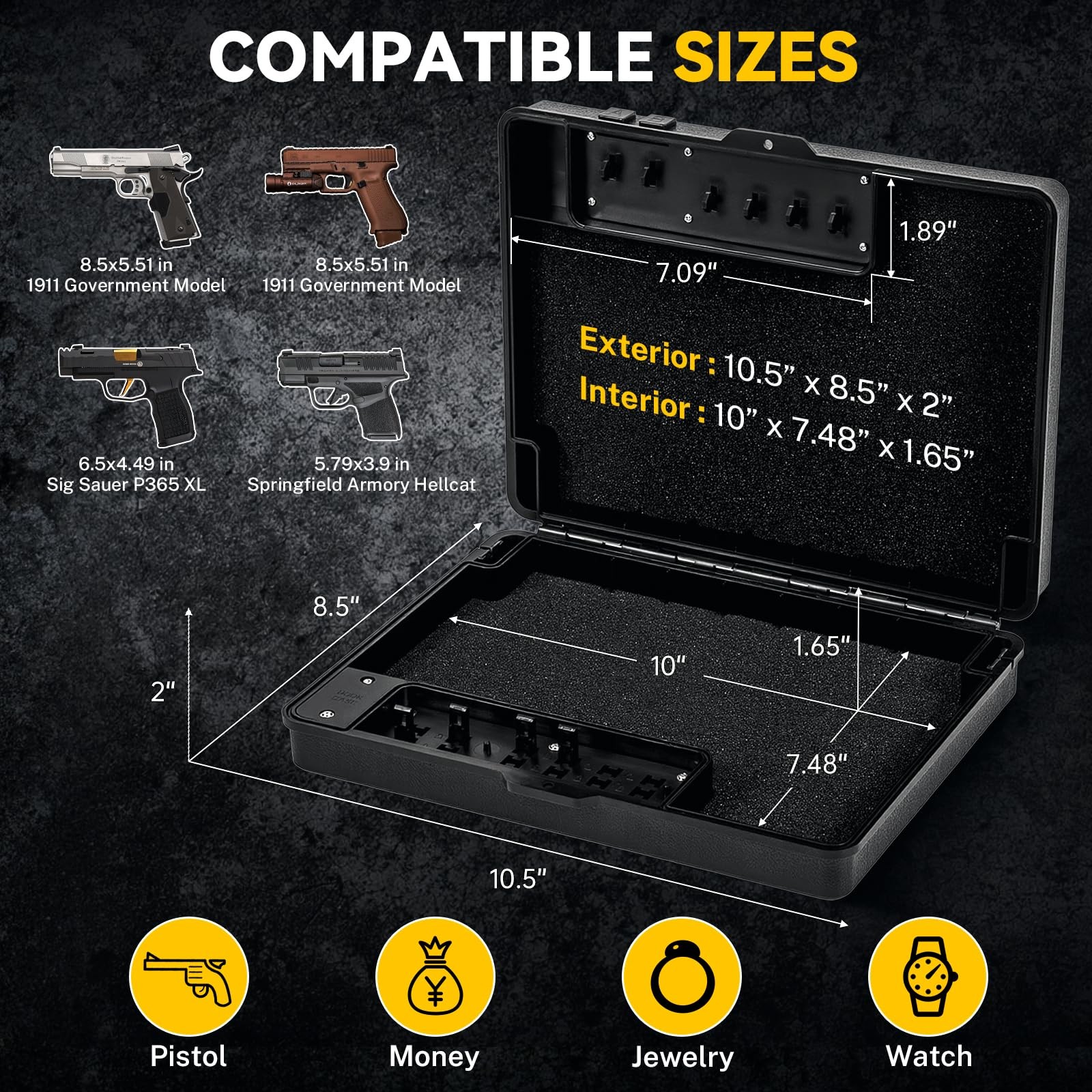 Gun Safe for Handgun, Mechanical Lock Pistol Safe with TSA Padlock,Quick Acce...
