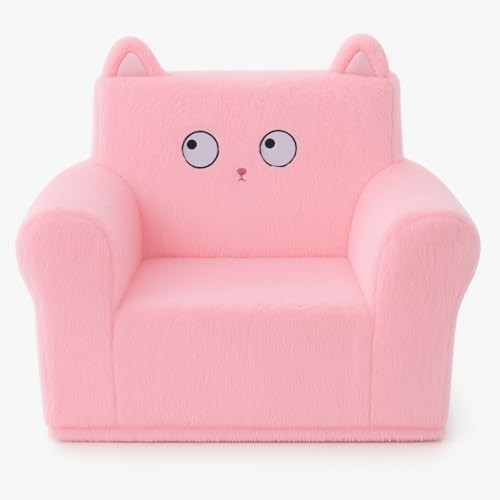 Cute Animal Toddler Foam Chair, Soft Faux Rabbit Fur, Comfy Toddler Lounge