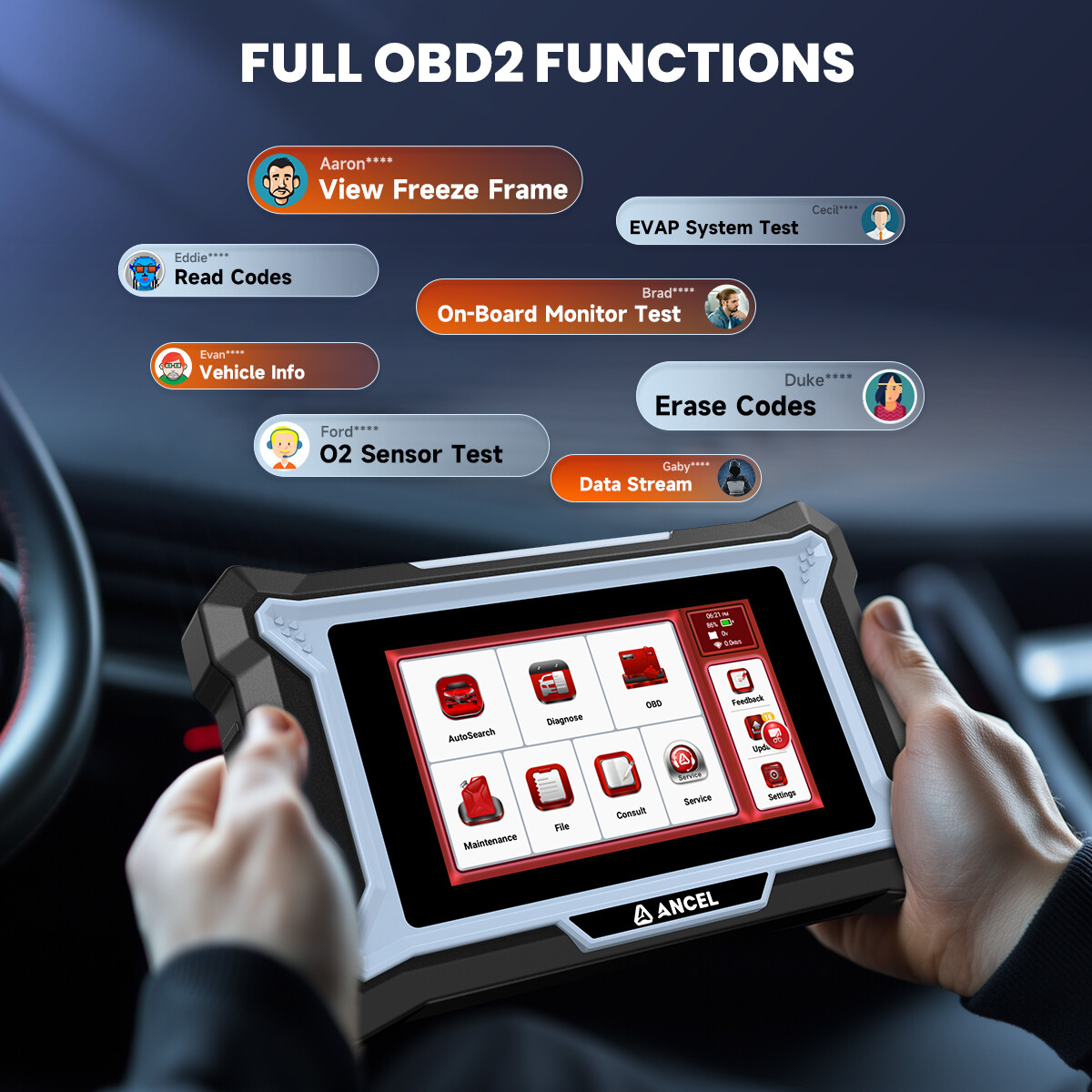 Car OBD2 Scanner Diagnostic Tool All System Check Engine Code Reader ABS SRS DPF