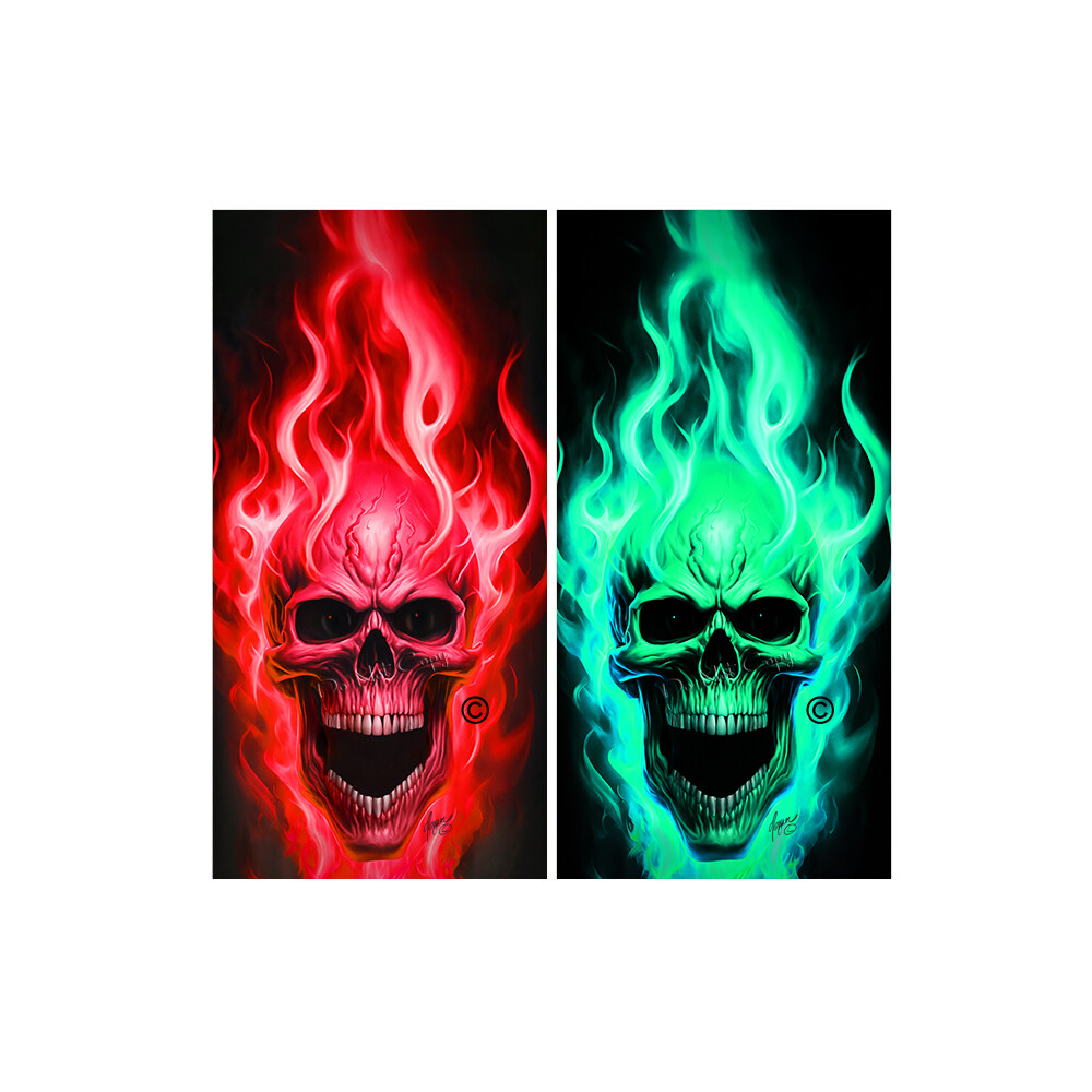 Teal and Burning Red Flaming COMBO Cornhole Board Wraps ONLY Vinyl Decal 2 Pack