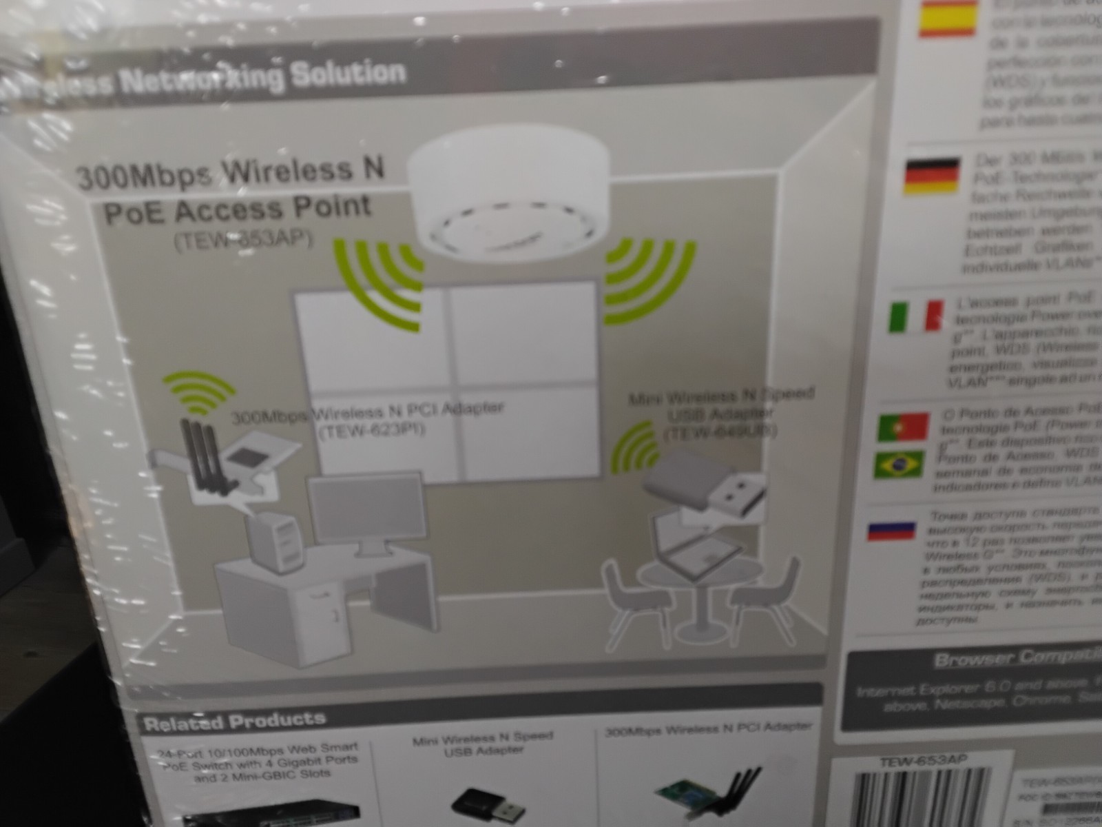 Trendnet 300Mbps Wireless N Poe Access Point New TEW-653AP