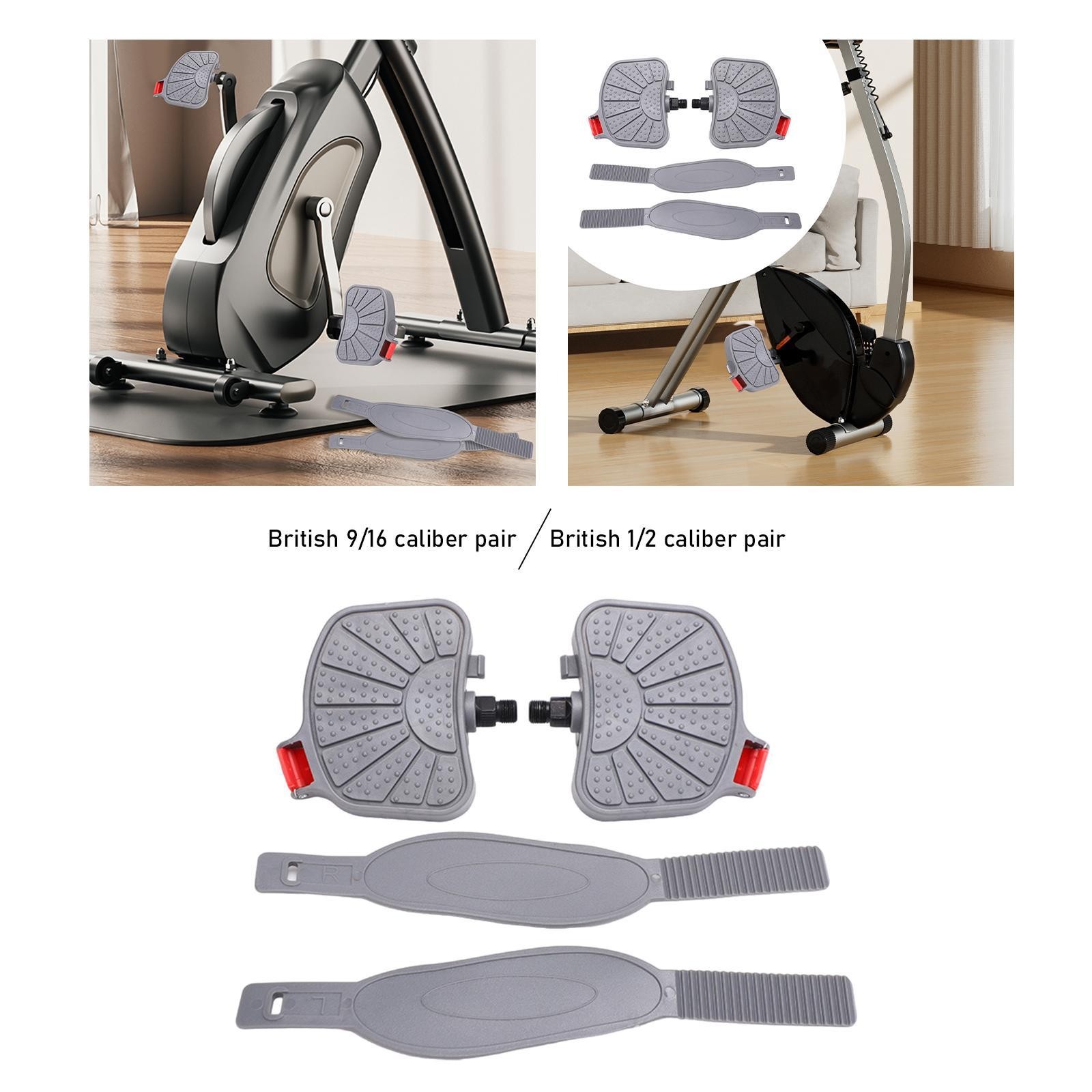 2x Exercise Bike Pedals Widened Strips with Straps for Recumbent Bicycles Home