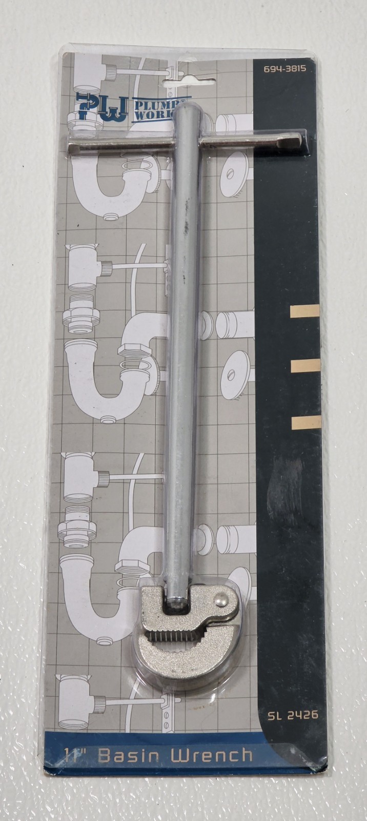 Plumbers Basin Wrench 3/8" - 1-1/4" for Plumbing Spring Loaded Jaws New 11 inch