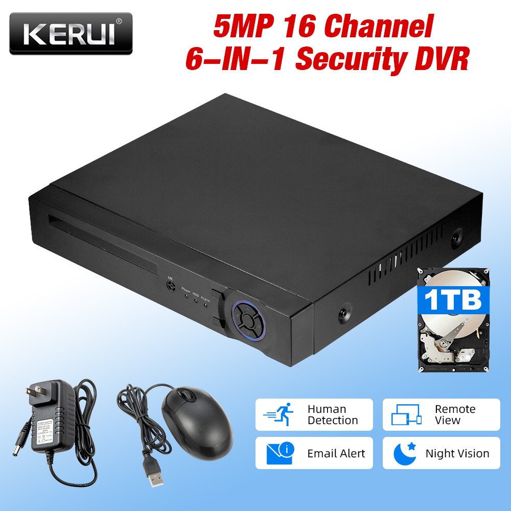16CH Low Consumption CCTV DVR Recorder 1TB Hard Drive Motion Trigger Record