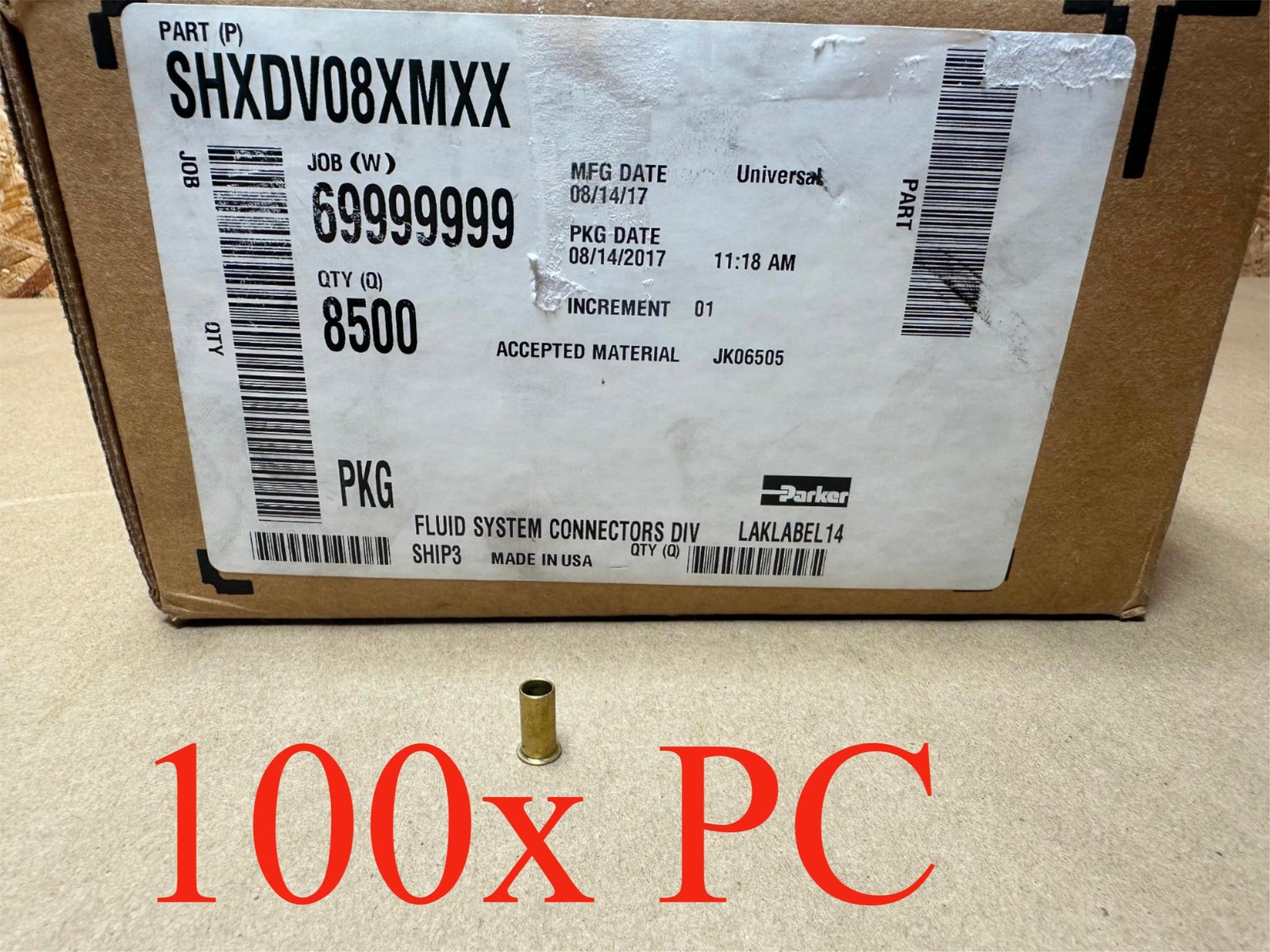 100x Brass Compression Through Hole 1/4" x 1/2"L Brass Compression Brake Fitting