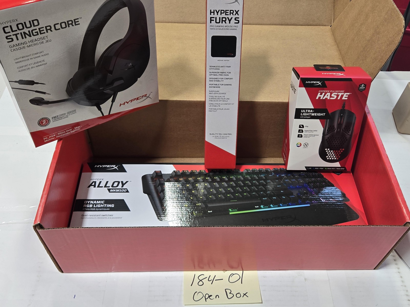 HyperX PC Gaming Bundle Keyboard Mouse Headset Black Alloy MKW100 Cloud Stinger