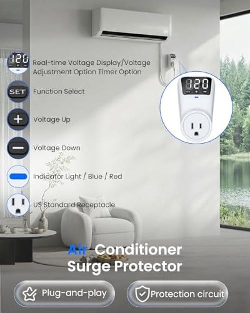 Appliance Surge Protector Voltage Stabilizer Fireproof UL94V-1 Wall 1AC, 2 Pack