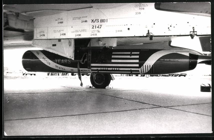 Photography Airplane With Bomb And Inscription 200 YEARS THE UNITED STATES OF AM