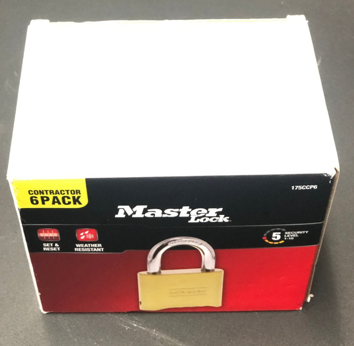 Master Lock 175CCP6 Contractor Combination PadLock Heavy Duty Outdoor, 6pcs