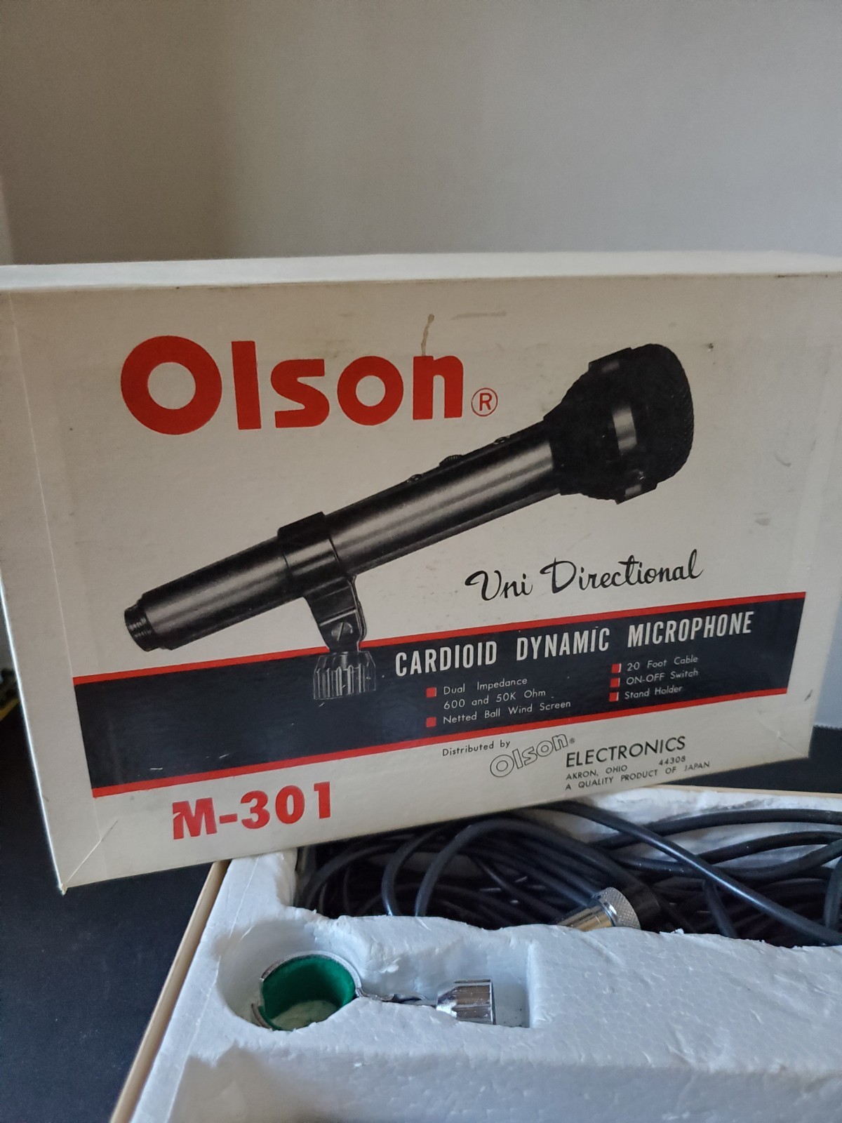 OLSON M-301 DUAL CARDIOID DYNAMIC MICROPHONE * NEW ~ Untested