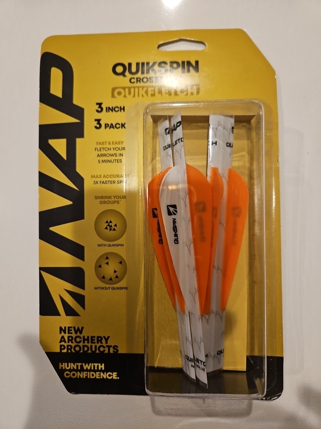 NAP Quikspin Quikfletch 3 Inch 3 Pack Orange (NAP-60-671W)