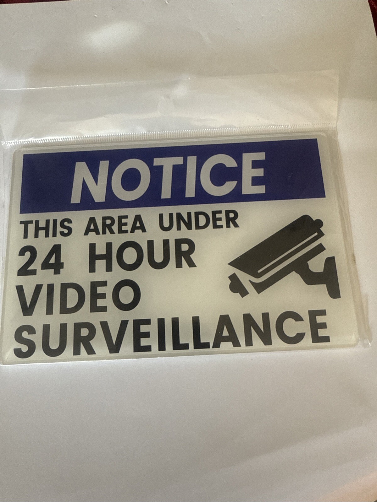 Lot Of 6 Sign 6”x4” 24-Hour Video Surveillance Sign, Free Shipping