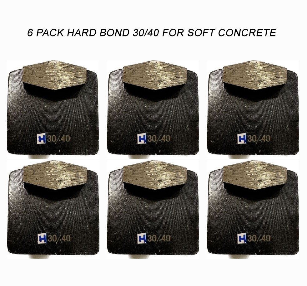 6-Pack! Husqvarna-Compatible Diamond Grinding Disc For SOFT Surface, Grit 30/40