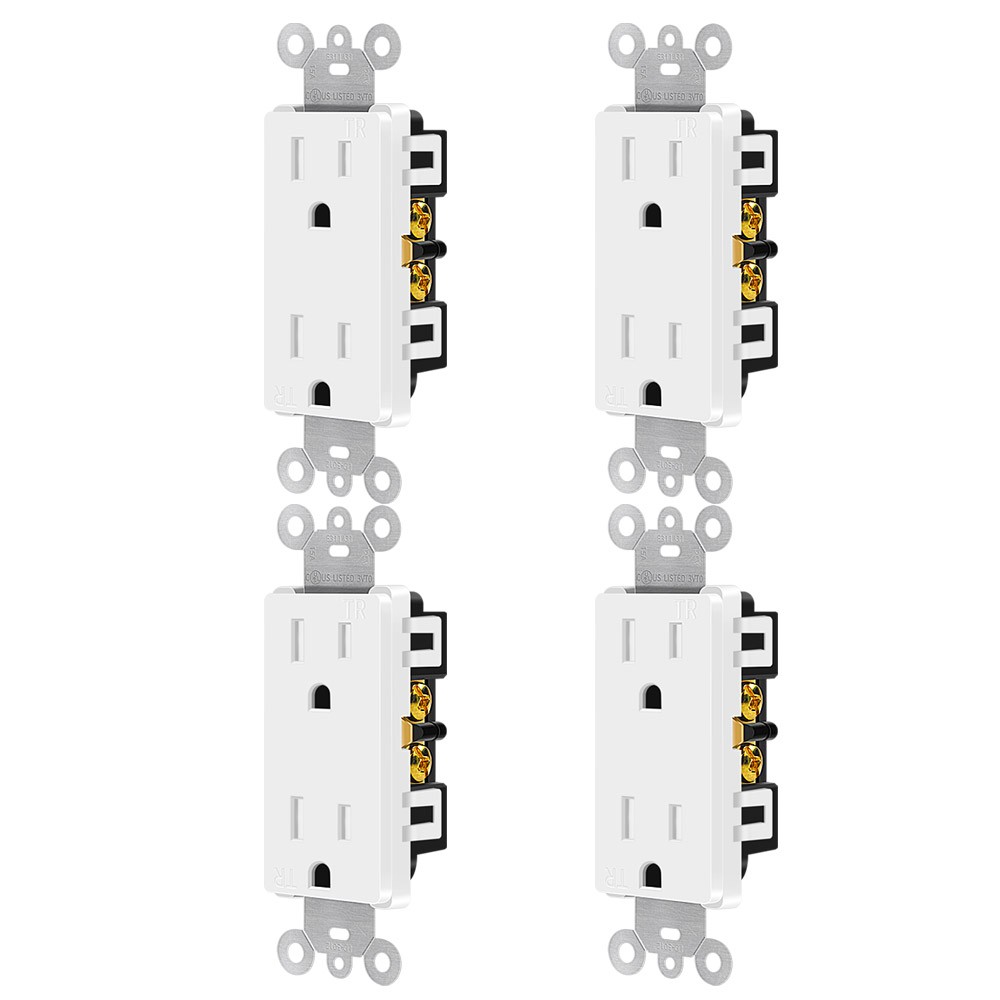 Decorator Receptacle Wall 15A 125V 3-Wire Self-Grounding TR Residential Grade ×4