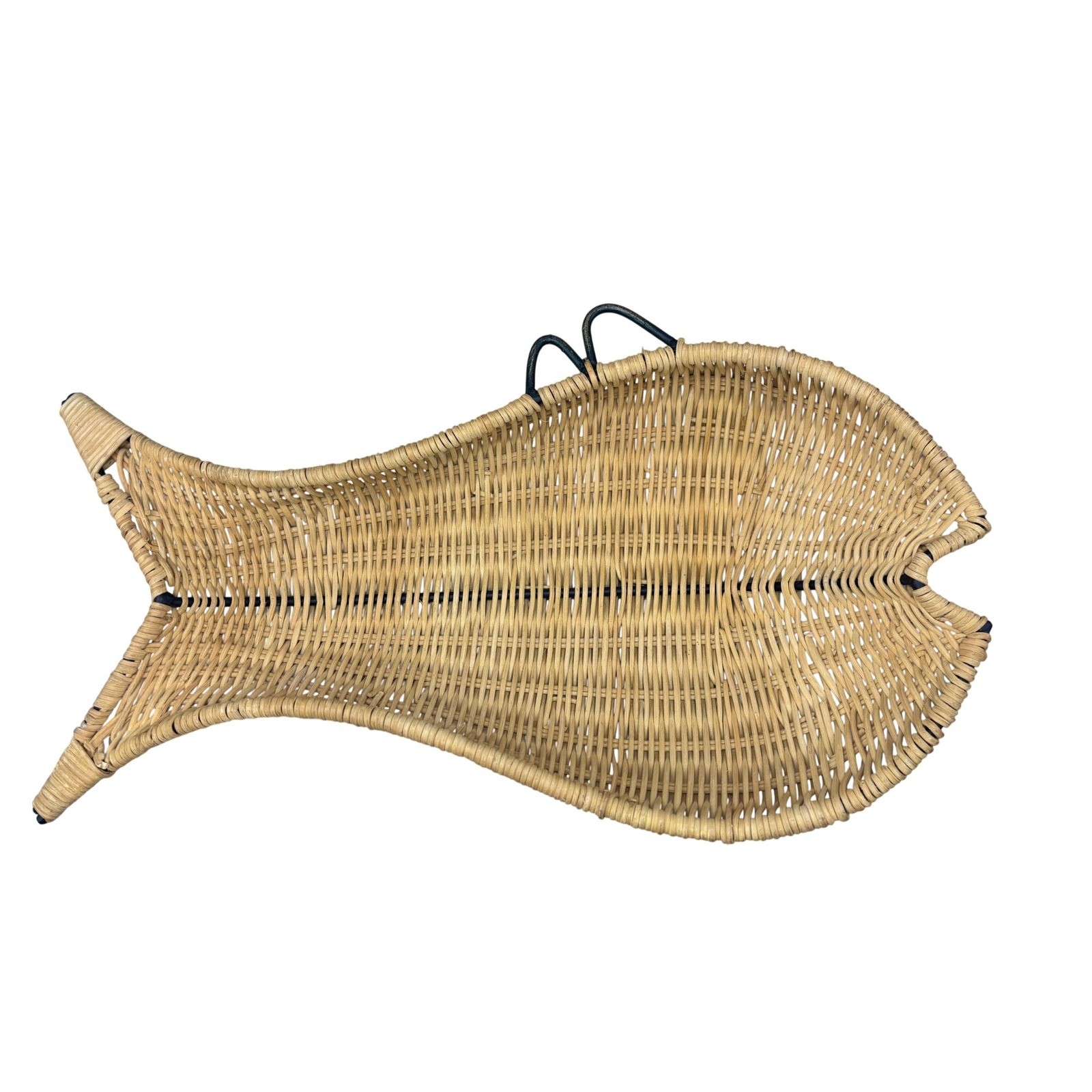 Wicker Fish Basket Woven Rattan Nautical Beach Coastal Decor