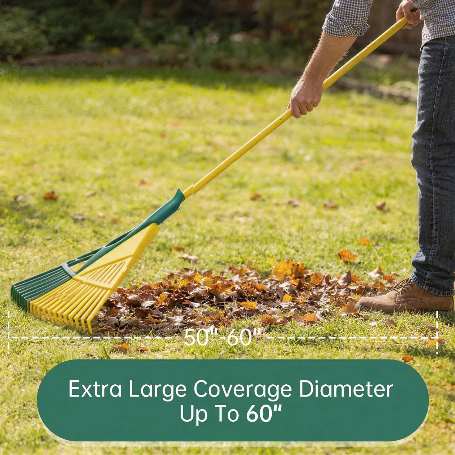 2-Pack Adjustable Garden Rake 71” Long with 26-Inch Wide Poly Leaf Rake Detachab
