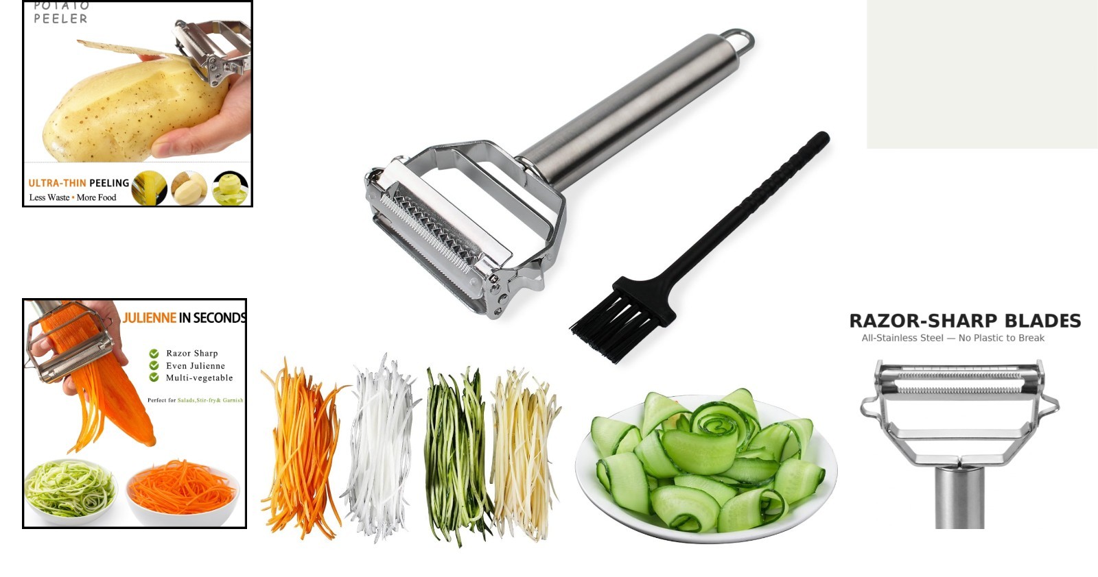 Ultra-Sharp Multi-Functional Julienne Peeler for Effortless Fruit & Veg Prep