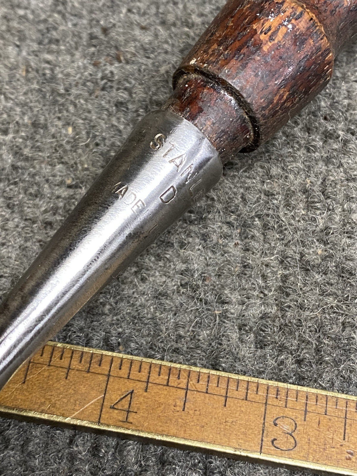 Vintage Stanley 1/2” Chisel “D” With Leather Padded Handle USA Sharp!