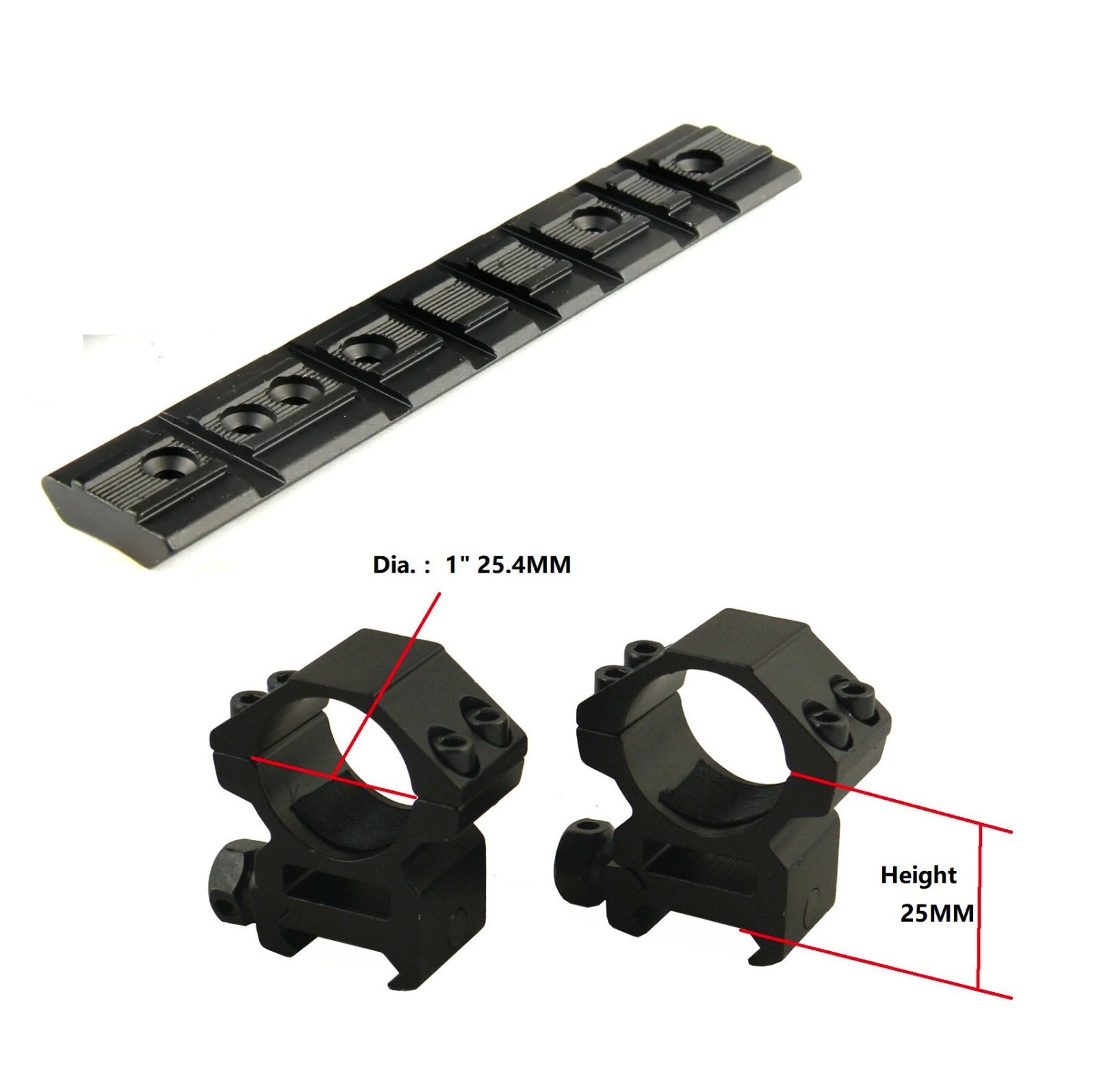 Ruger 1022 Top Weaver Rail Mount come with 1" Heavy Duty Ring Mount