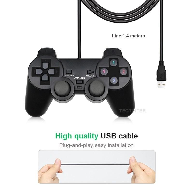 USB Wired PC Game Controller Vibration Plug & Play for Windows Laptop