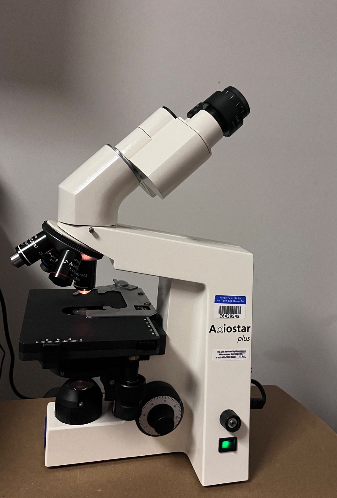 Carl Zeiss Axiostar Plus Microscope Zeiss 1169149 Achromat 5/10/40/100 Objective