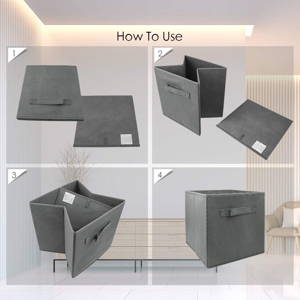 Mini Size 3-Pack Cube Storage Bins 9.0"x7.5"x7.5" Fabirc Foldable Closet Orga...