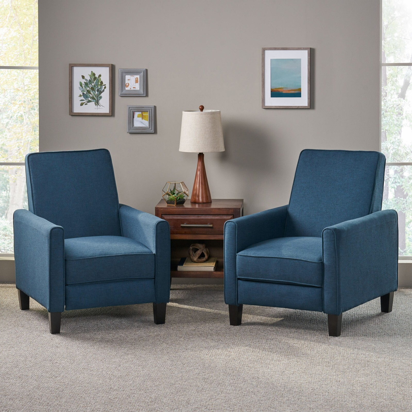 Lucas Contemporary Fabric Recliner (Set of 2)