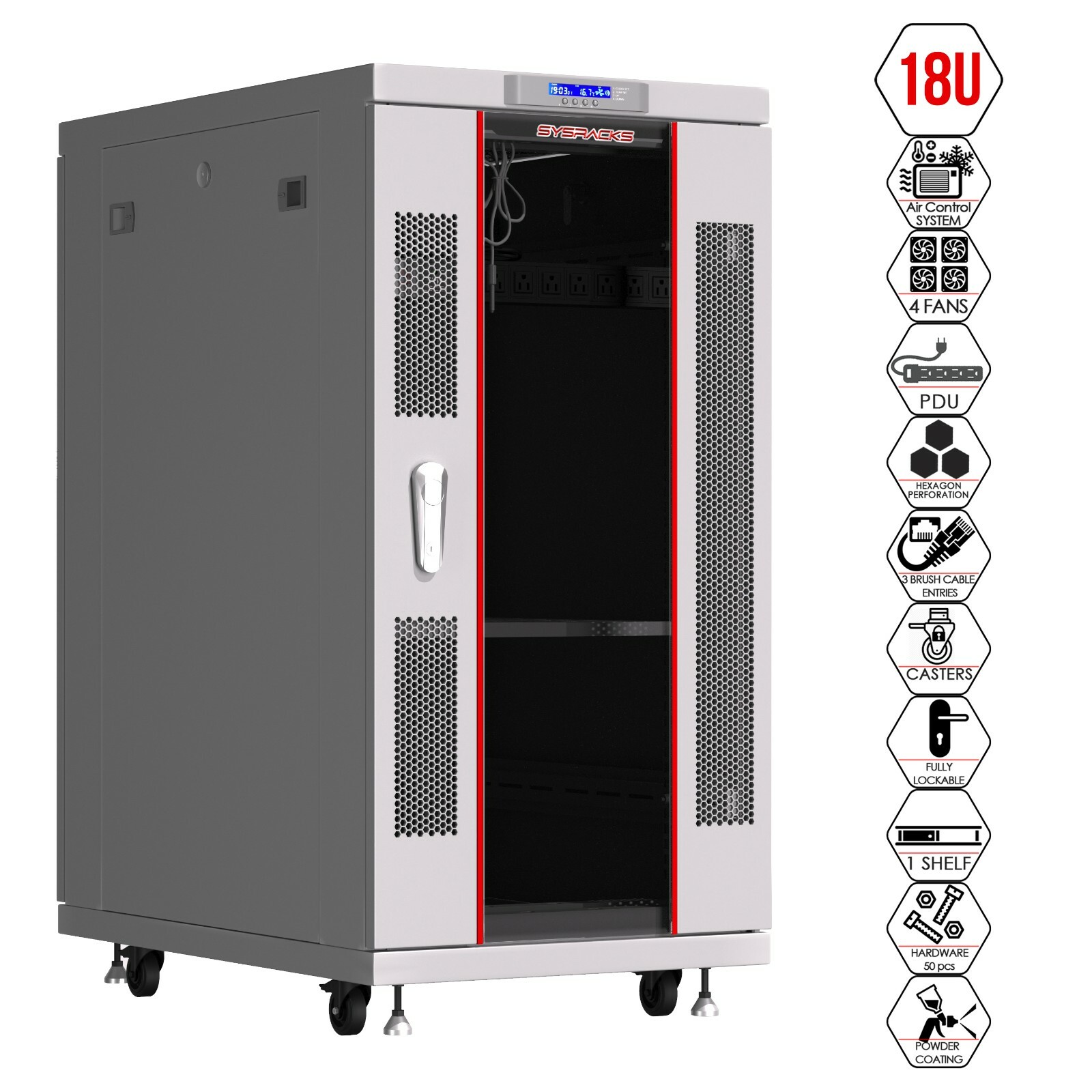 18U Server Rack IT Cabinet Data Network Rack Enclosure - 35-Inch Deep Rack Stand