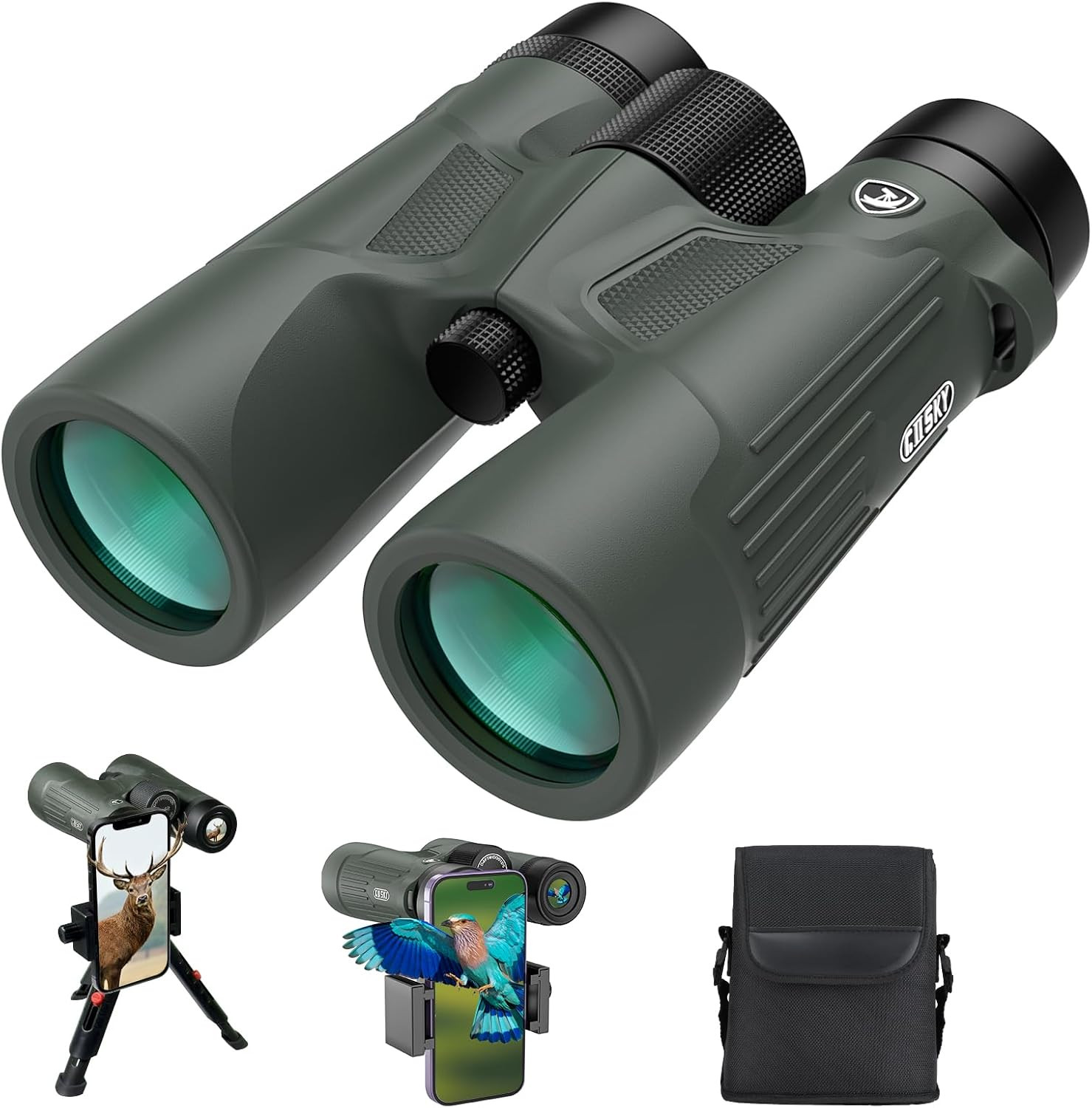 Gosky 10X42 HD Binoculars for Adults with Phone Adapter, High Power Binoculars w