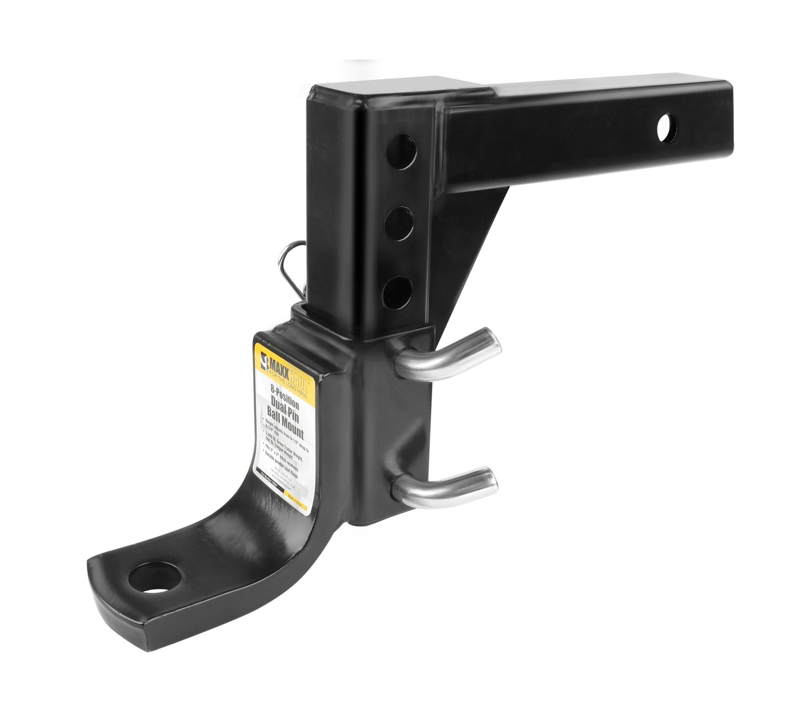 MaxxHaul Adjustable Ball Mount / 8-Position Height Adjustment / Fits 2" Recei...