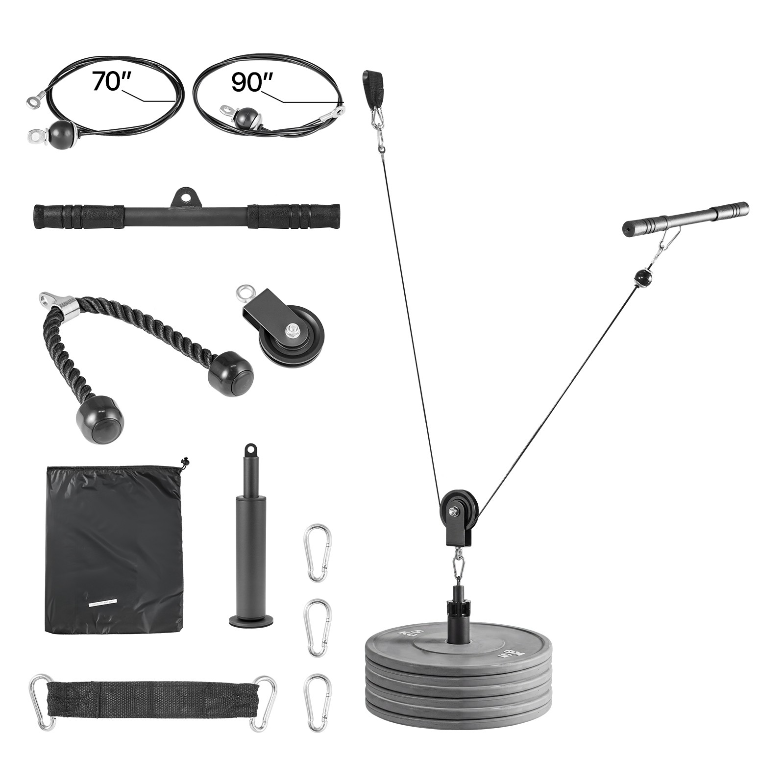 Uimoso Durable Gym Pulley System with Steel Cables, Supports Up to 280 lbs