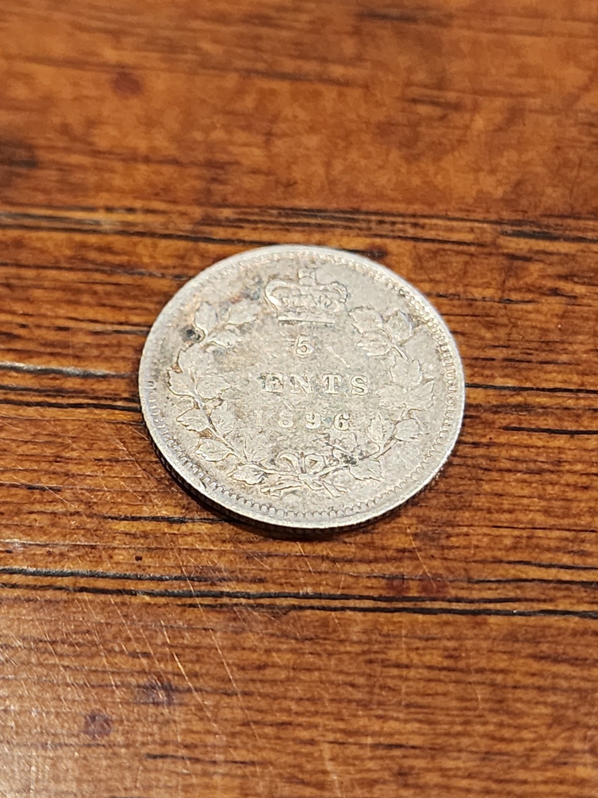 1896 Canada 5 Cents Silver Coin