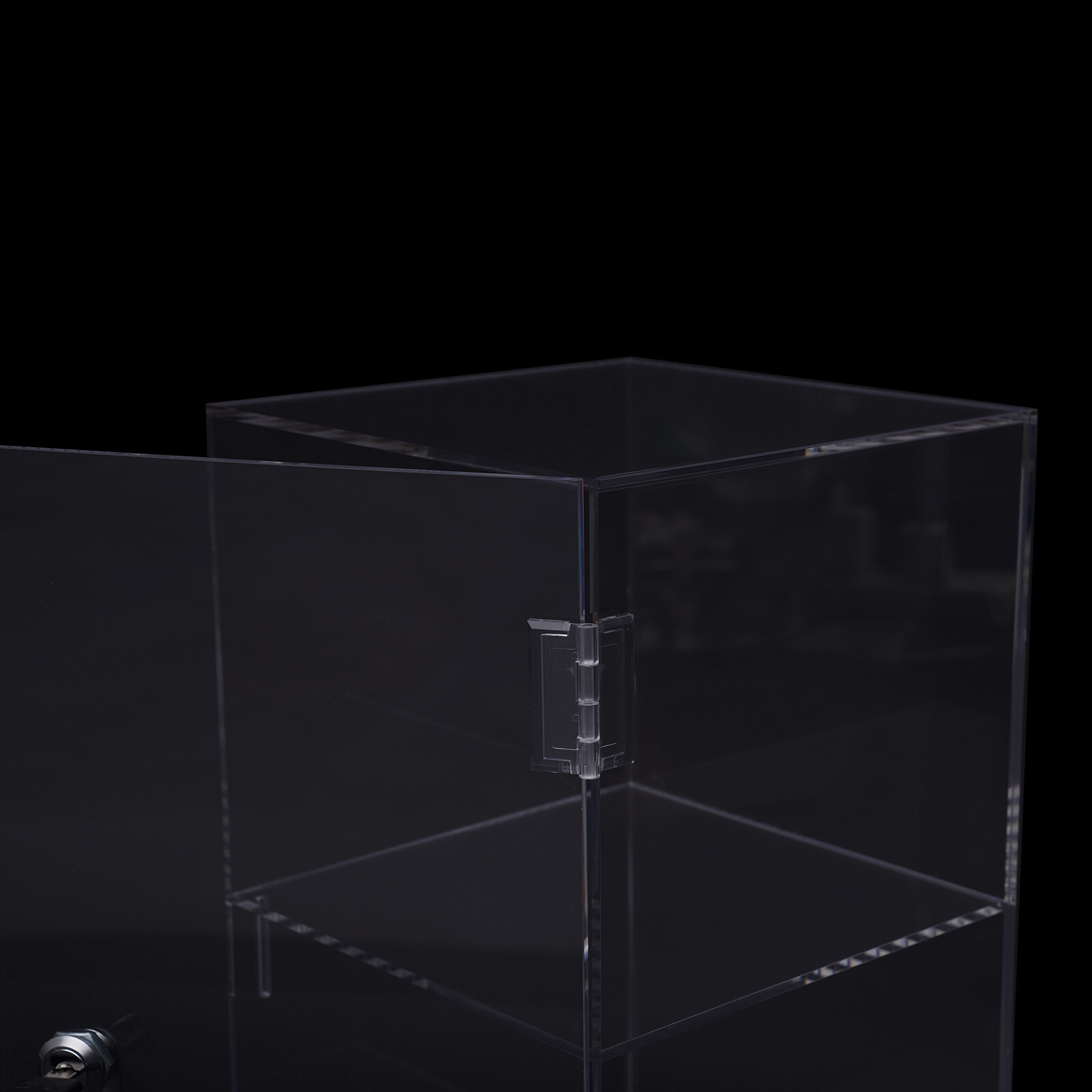 2-layers Countertop Display Case 20*20*35cm Locking Security Showcase Cabinet US