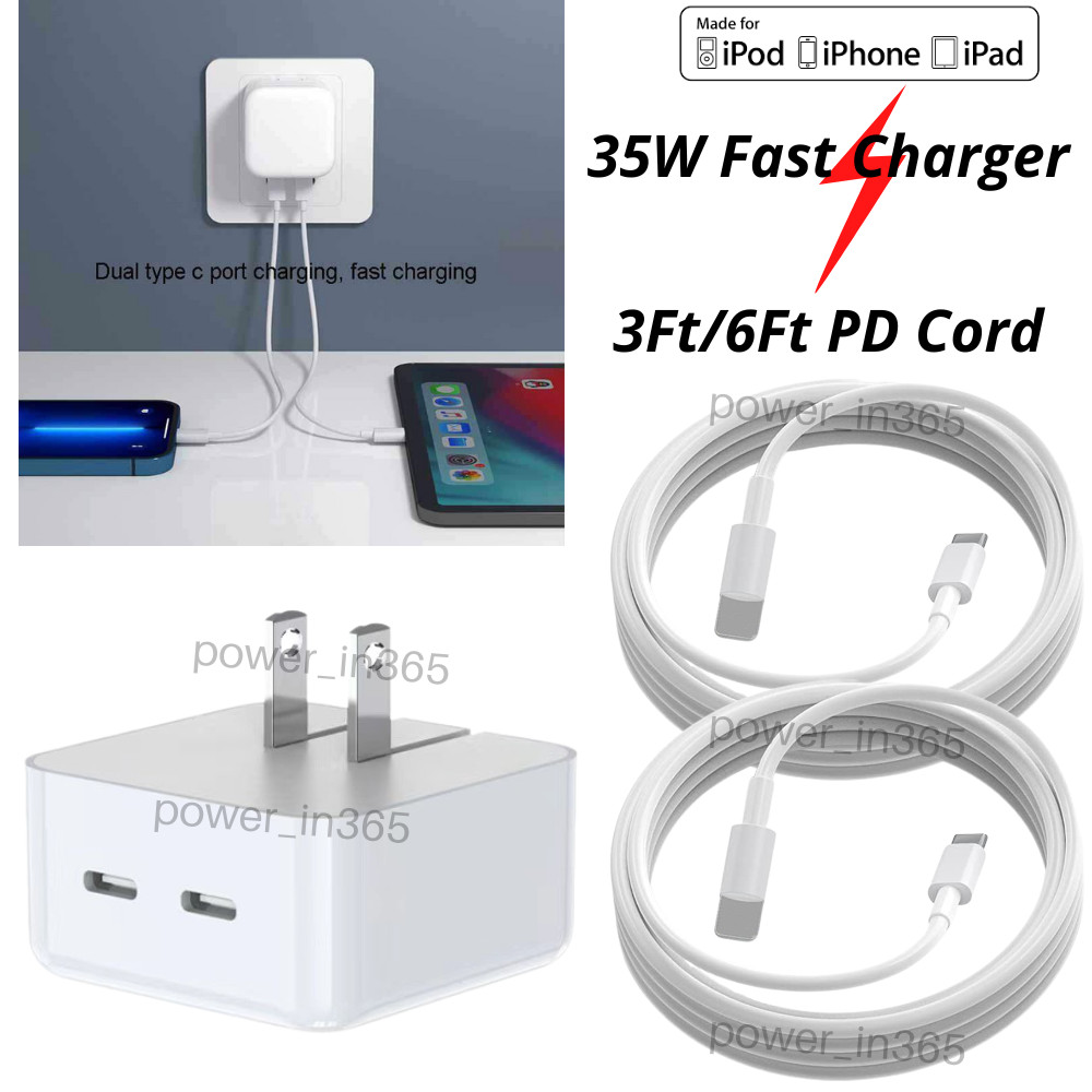 35W USB C Power Adapter Cube PD Fast Charger Cable For iPhone 11 12 13 Pro iPad