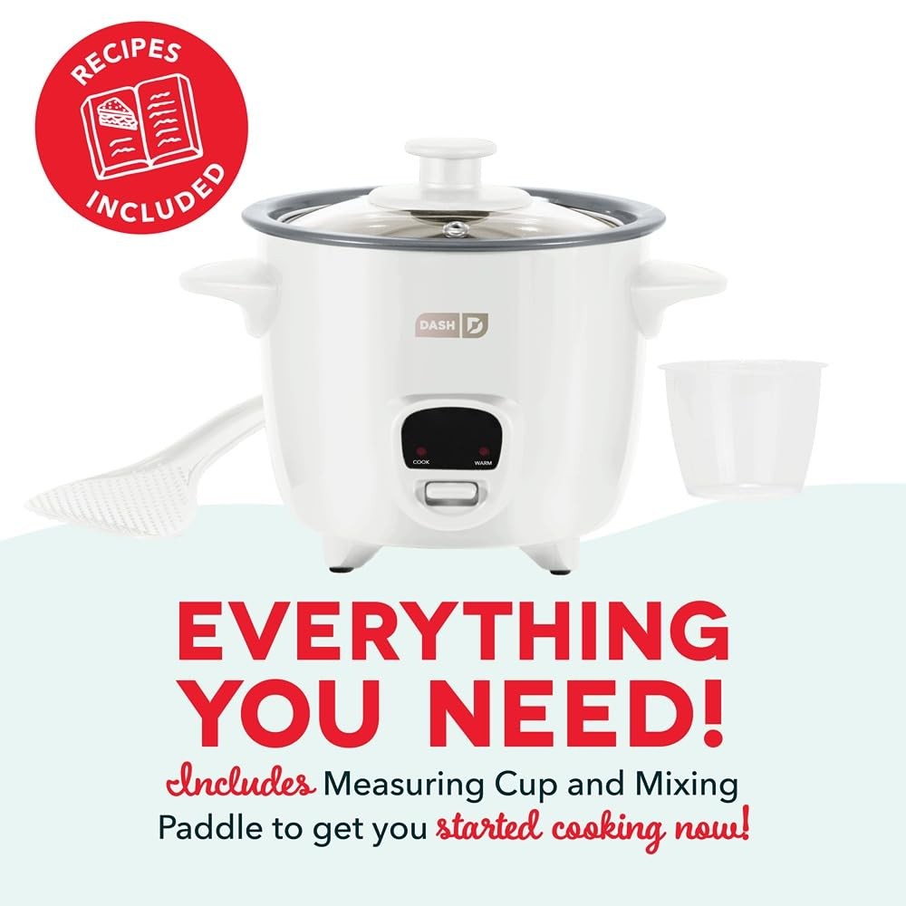 Dash Mini Ceramic Rice Cooker - Designed for Single-Serve WHITE CERAMIC