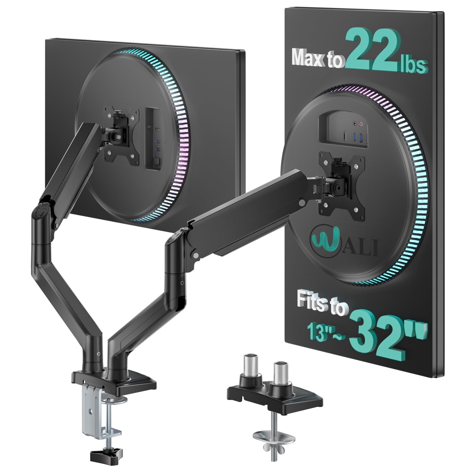 Dual Monitor Stand for 13-32 inch Computer Screens, Dual Monitor Arms for 2 M...