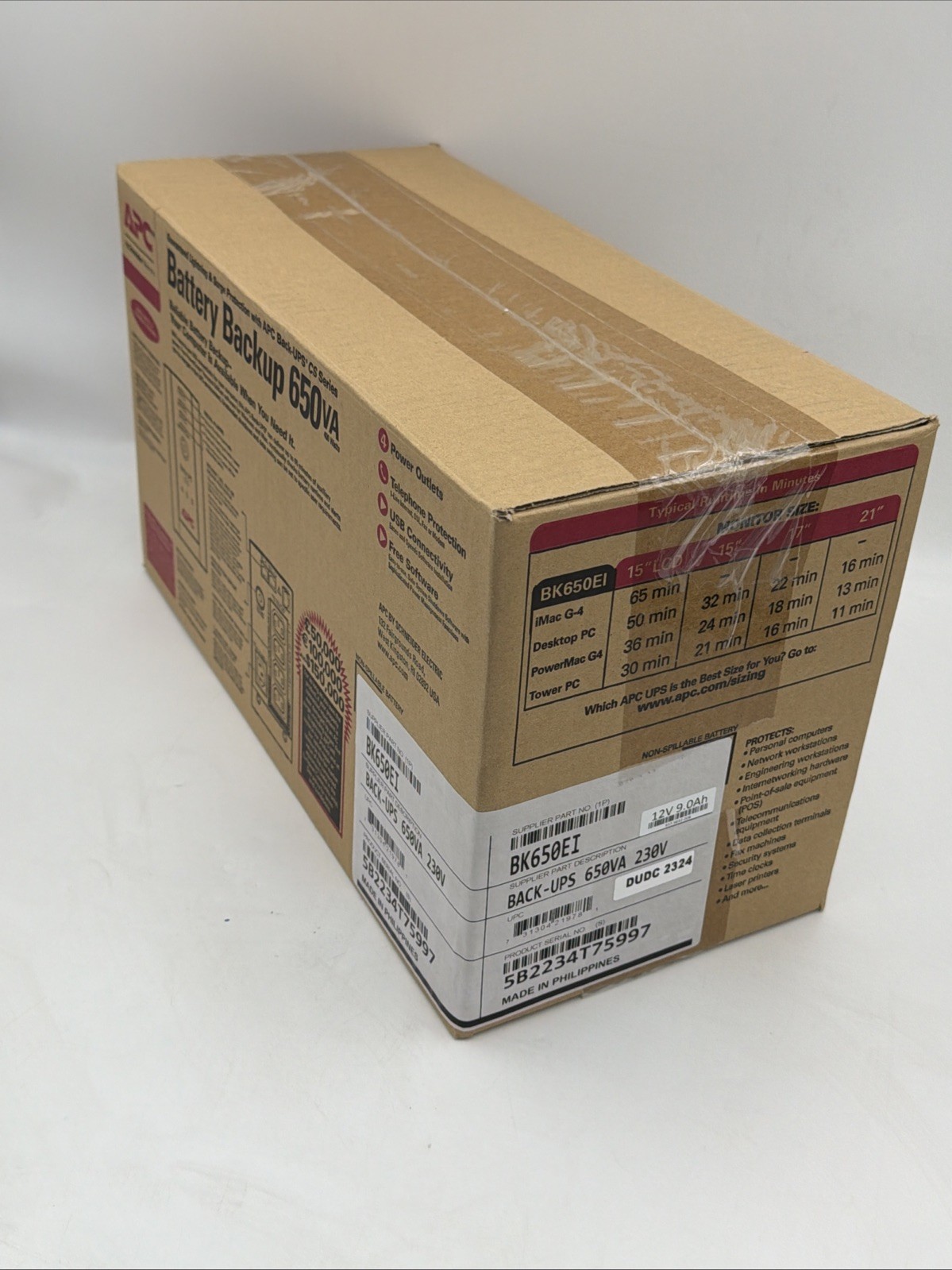 APC BK650EI BACK UPS 600VA TOWER 230V REPLACEABLE BATTERY