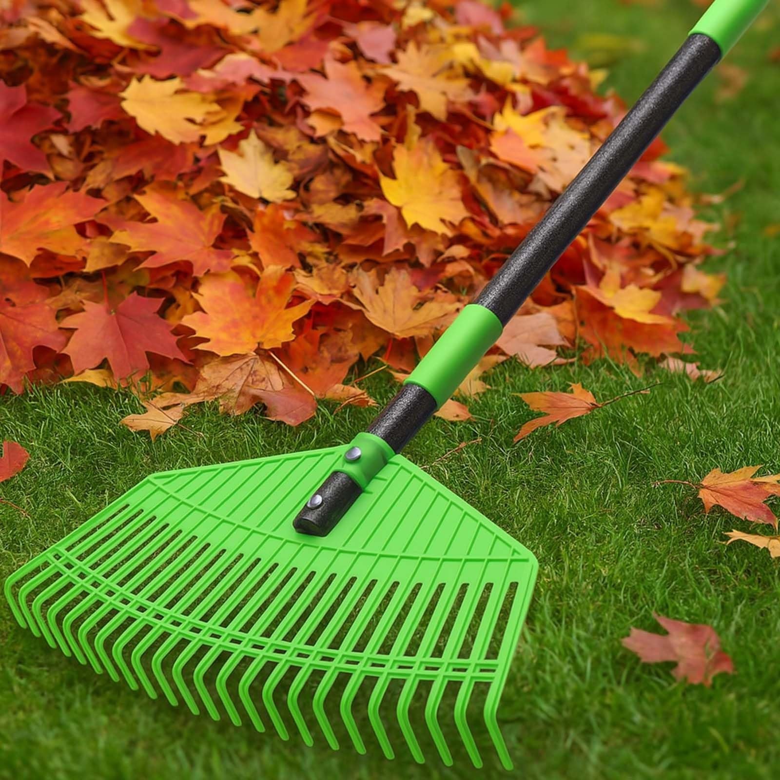 Plastic Leaf Rake - Upgraded Anti-Break Nylon Head,65" Adjustable Outdoor Yar...