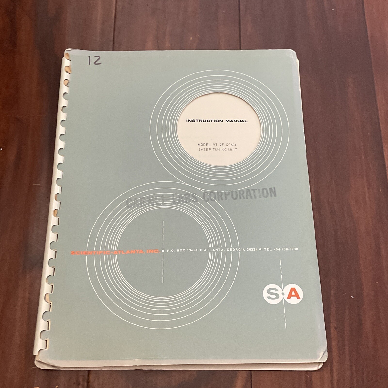Scientific-Atlanta Model RT 2F/Q1604 Sweep Tuning Unit Instruction Manual 1964