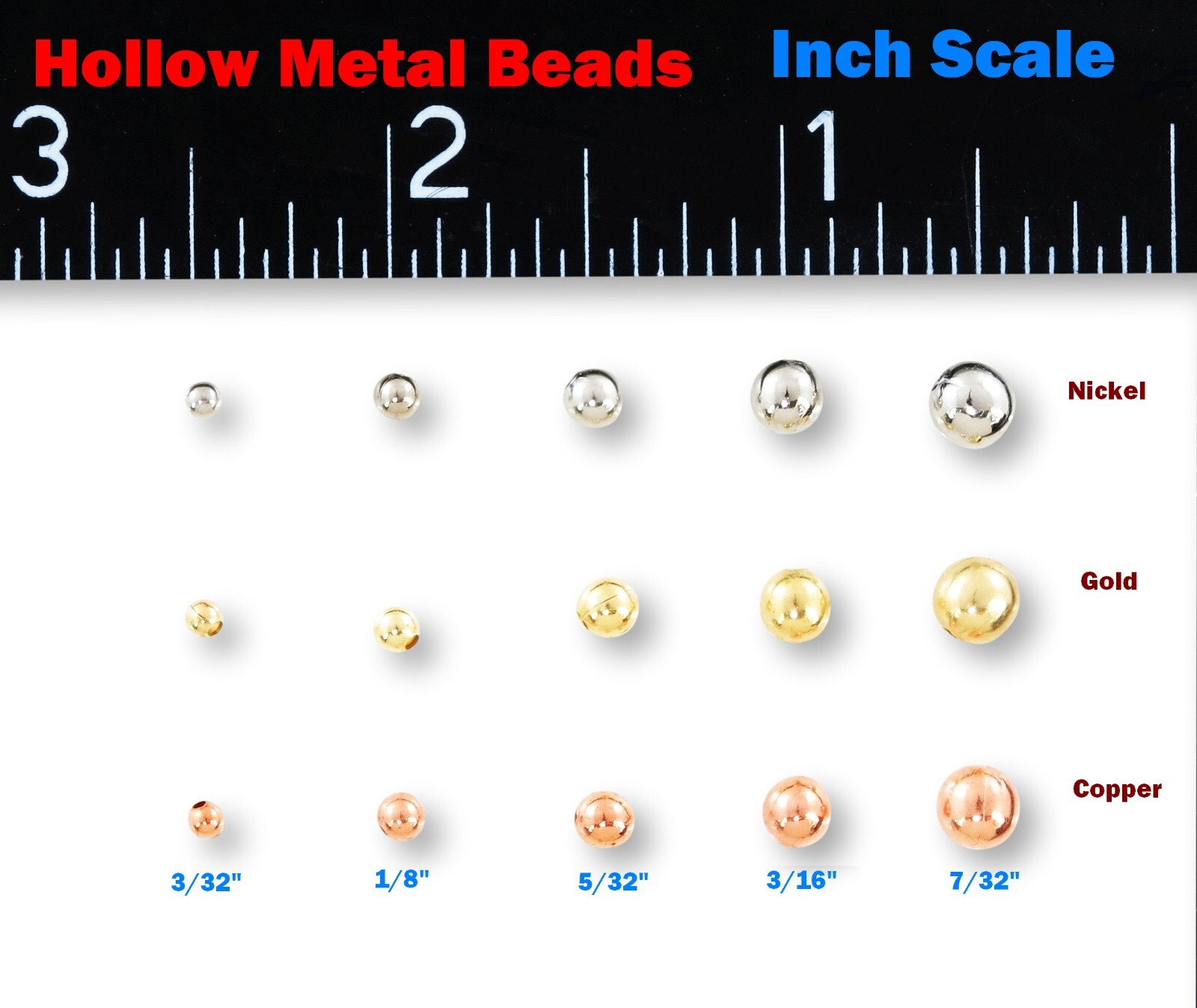 Hollow Metal Beads for Fishing 100 Pcs  - Tacklecraft - Flytying - Spinnerbaits