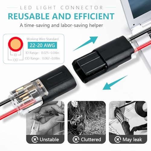 20PCS Low Voltage Wire Connector,Double Wire Plug in Connector with 20 Pcs