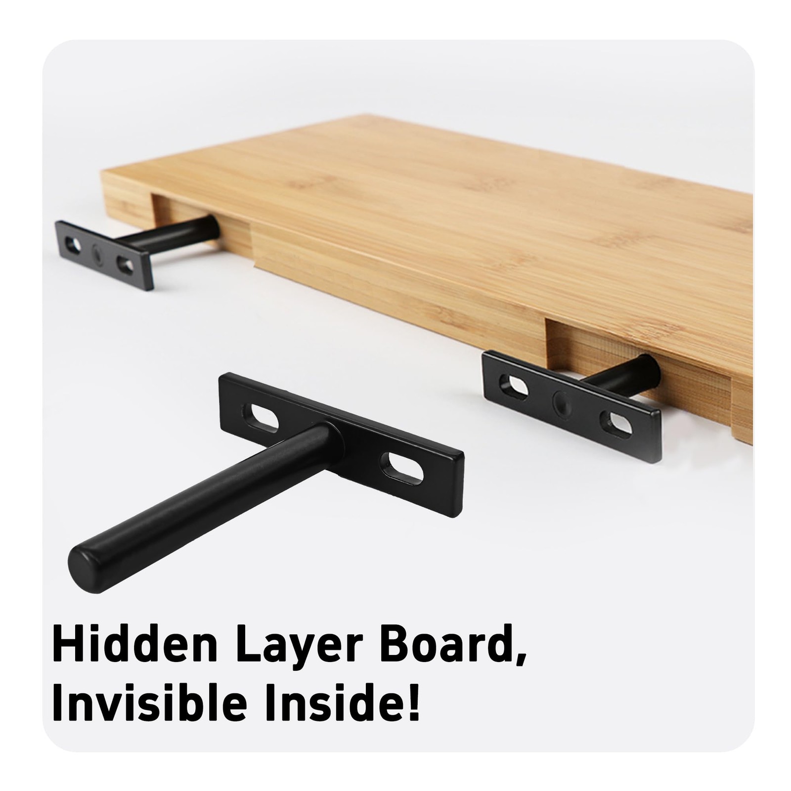 Floating Shelf Brackets 3 Inch Heavy Duty Hidden Blind Support Black 4 PCS