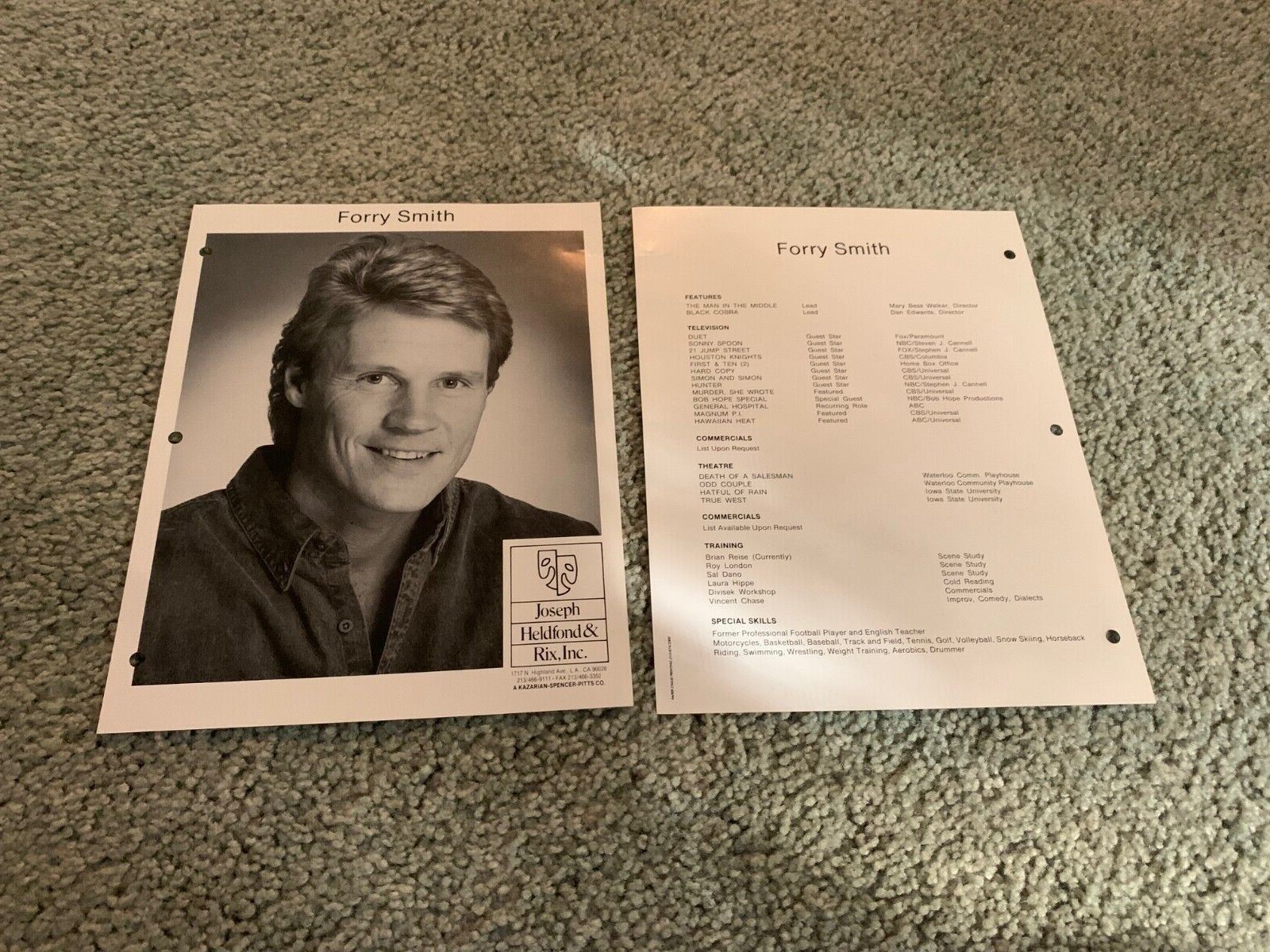 Forry Smith Promotional Head Shot Actor Bio Buffalo Bills Iowa State Cyclones