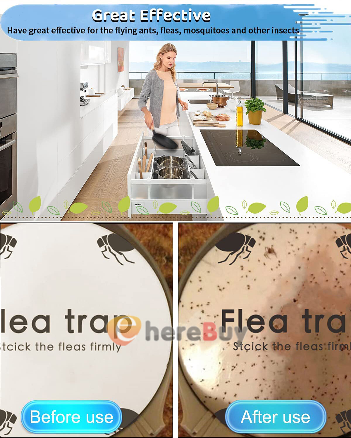 1~10X Disposable Flea Trap Sticker Sticky Dome Flea Trap Refill Flea Glue Discs