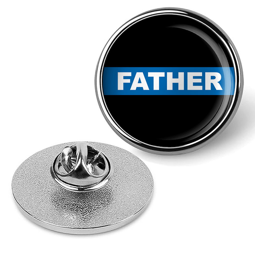 Law Enforcement Police Thin Blue Line Father Brooches & Pins - Silver